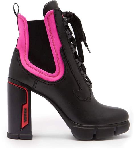 prada fluorescent leather ankle boots|prada 55 leather ankle boots.